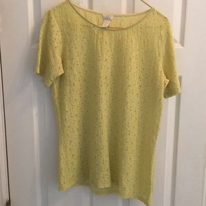 J.Jill small top loose weave yellow/green summer
